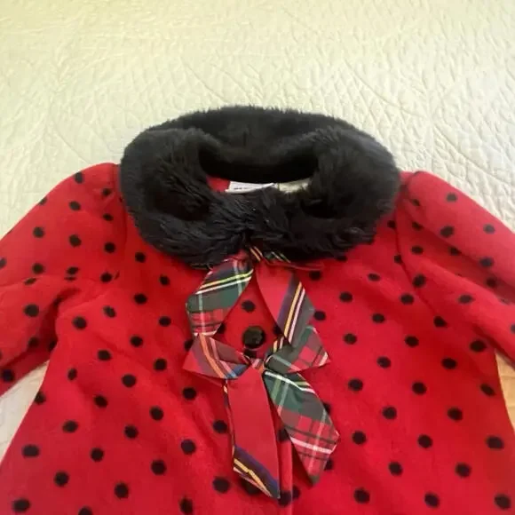 Blueberi Boulevard Girls Scotty Dog And Scotch Plaid Ribbon Red 3T Fleece Jacket - Picture 12 of 15